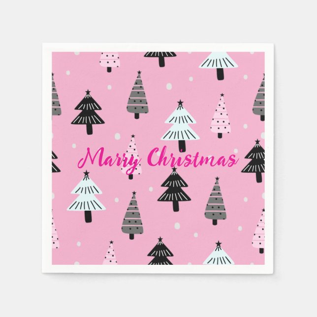 Frohe Weihnachts-Rosa Weihnachtsdekoration Serviette (Vorderseite)