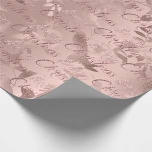 Frohe Weihnachts-Rose Floral Glitzer Script Hütte Geschenkpapier