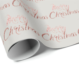 Frohe Weihnachts-Rose Glitzer Script Gray Hütte Geschenkpapier