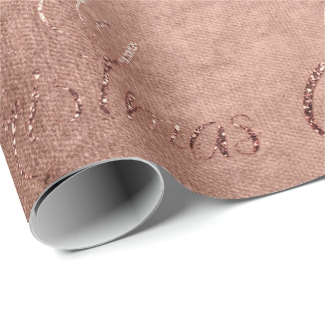 Frohe Weihnachts-Rose Gold Glitzer Script Hütte1 Geschenkpapier (Rolleneckpunkt)