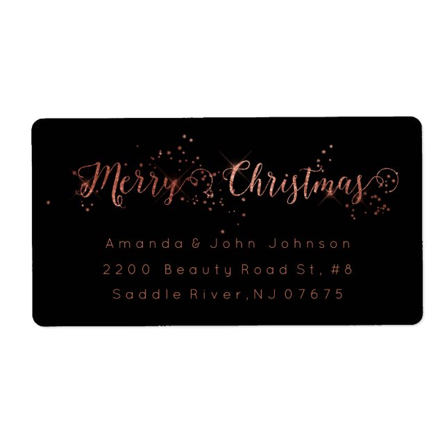 Frohe Weihnachts-Rose Gold Pink Rücksendeadresse L (Vorne)