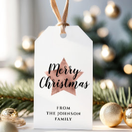 Frohe Weihnachts-Rose Gold Star Geschenkanhänger