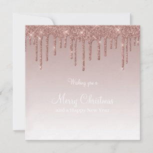 Frohe Weihnachts-Rose Gold Tropfen Glam Girl Feiertagskarte