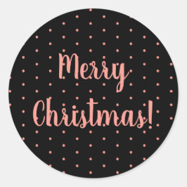 Frohe Weihnachts-Rose Gold und Black Polka Dots Runder Aufkleber