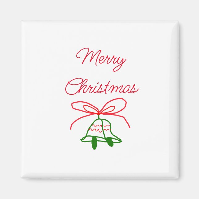 Frohe Weihnachts Rot-Bogen-Grün Glocken stilvoll Magnet (Vorne)