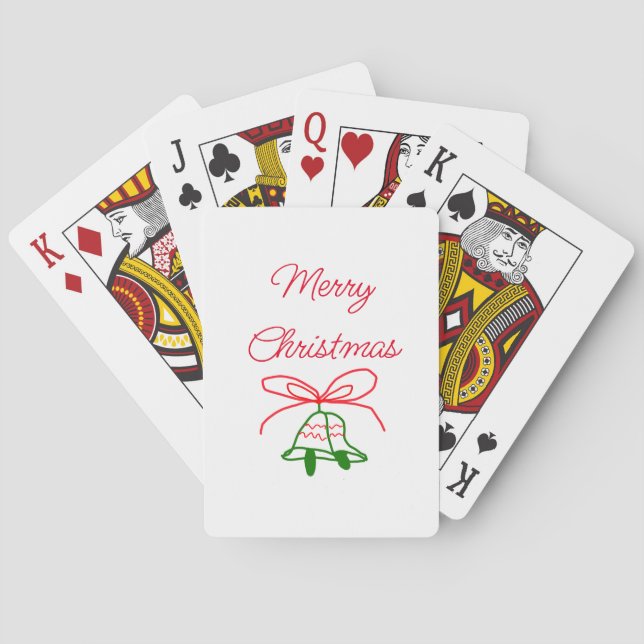 Frohe Weihnachts Rot-Bogen-Grün Glocken stilvoll Spielkarten (Rückseite)