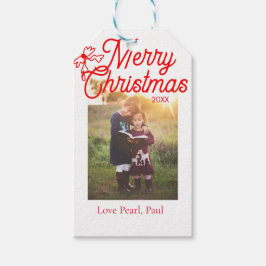 Frohe Weihnachts-Rot-Bug-Kinder Foto modern und el Geschenkanhänger