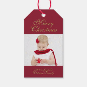 Frohe Weihnachts-Rot-Foto Geschenkanhänger