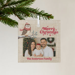 Frohe Weihnachts-Rot-Foto-Ohrfeige Ornament Aus Glas