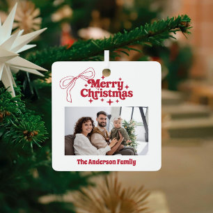 Frohe Weihnachts rot gezeichnet Bogen Retro-Foto Ornament Aus Metall