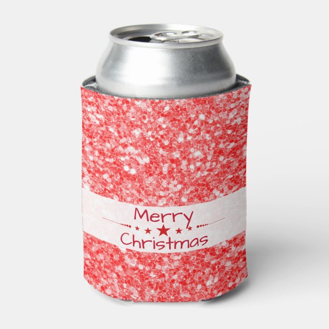 Frohe Weihnachts-Rot-Glitzer Dosenkühler (Kanne Vorderseite)