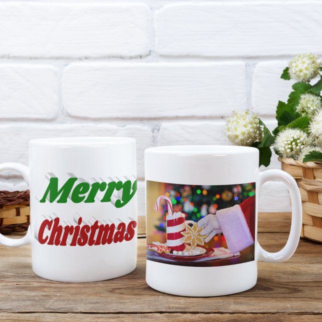 Frohe Weihnachts-Rot-Grün-Foto-Typografie Kaffeetasse (Von Creator hochgeladen)