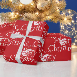 Frohe Weihnachts Rot Mistletoe niedlich modern Geschenkpapier