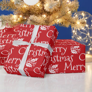 Frohe Weihnachts Rot Mistletoe niedlich modern Geschenkpapier