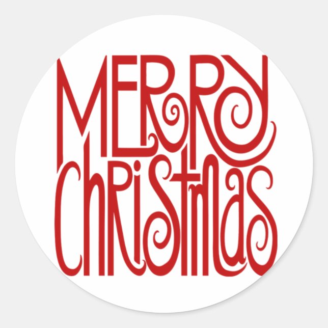 Frohe Weihnachts-Rot-Sticker Runder Aufkleber (Vorderseite)