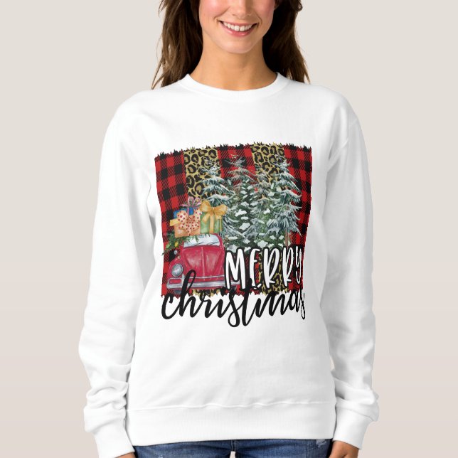 Frohe Weihnachts Rot und Black Buffalo Kariert Sweatshirt (Vorderseite)