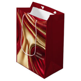 Frohe Weihnachts-Rot und Gold- Mittlere Geschenktüte