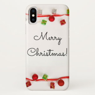 Frohe Weihnachts-Rot und grüne Ornamente Case-Mate iPhone Hülle