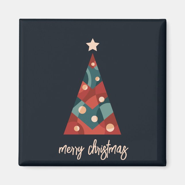 Frohe Weihnachts-Rot-Weihnachtsbaum Magnet (Vorne)