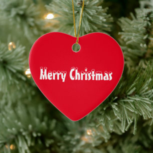 Frohe Weihnachts-Rot-Weiß-Schnee-Text niedliches H Keramik Ornament