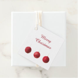 Frohe Weihnachts Rote Balls Dekoration mit Text Geschenkanhänger