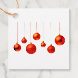 Frohe Weihnachts Rote Balls Dekoration mit Text Geschenkanhänger