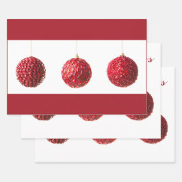 Frohe Weihnachts Rote Balls Dekoration mit Text Geschenkpapier Set