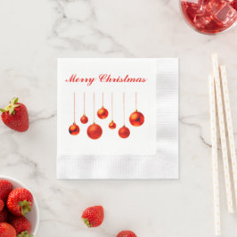Frohe Weihnachts Rote Balls Dekoration mit Text Serviette