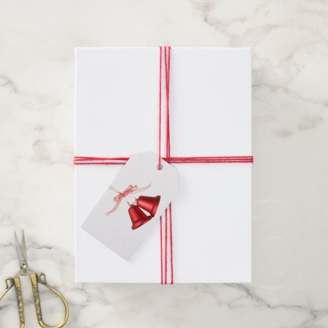 Frohe Weihnachts-Rote Glocke-Dekoration mit Text Geschenkanhänger (Mit Garn)