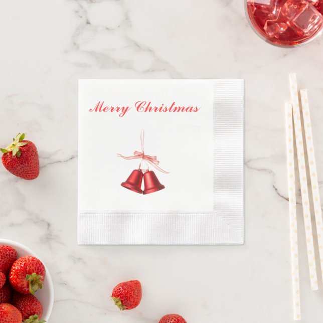 Frohe Weihnachts-Rote Glocke-Dekoration mit Text Serviette (Beispiel)