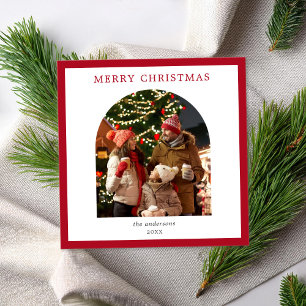 Frohe Weihnachts Rote Grenze Minimalistisch Arch F Feiertagskarte