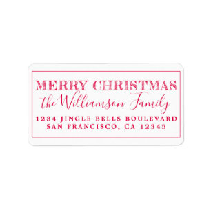 Frohe Weihnachts-Rote Rücksendeadresse Adressaufkleber