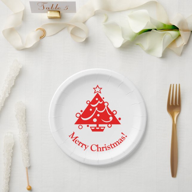 Frohe Weihnachts Rote Weihnachten Bäume Weihnachts Pappteller (Hochzeit)