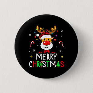 Frohe Weihnachts Rote Weihnachtsmannmütze Reindeer Button