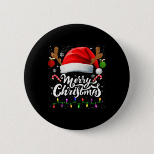 Frohe Weihnachts Rote Weihnachtsmannmütze Reindeer Button
