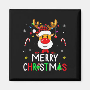 Frohe Weihnachts Rote Weihnachtsmannmütze Reindeer Magnet