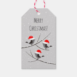 Frohe Weihnachts Rote Weihnachtsmannmütze Vögel Sc Geschenkanhänger
