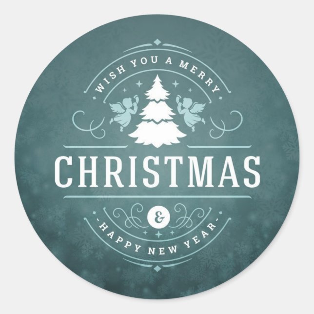 Frohe Weihnachts-Round-Sticker Runder Aufkleber (Vorderseite)