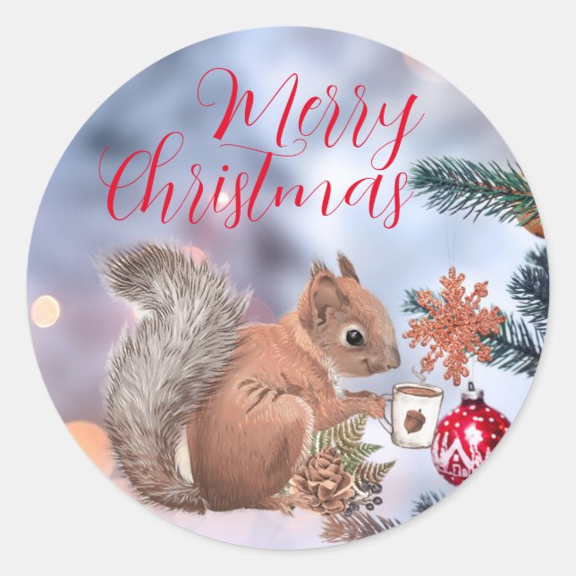 Frohe Weihnachts-Round-Stickers Runder Aufkleber (Vorderseite)