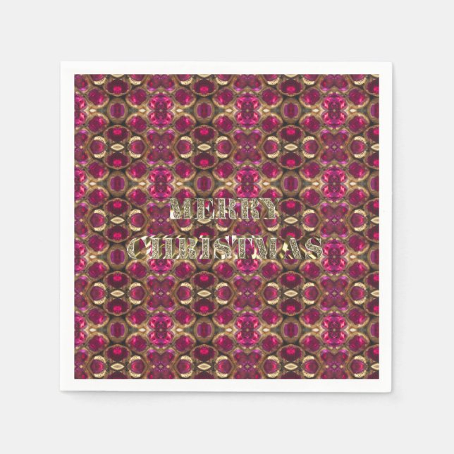 Frohe Weihnachts Ruby Gold Gemstone Muster Chic Serviette (Vorderseite)