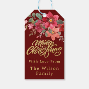 Frohe Weihnachts-Rücksendeadresse Klassische Blüte Geschenkanhänger
