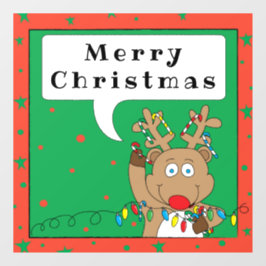 Frohe Weihnachts Rudolf Window Cling Fensteraufkleber