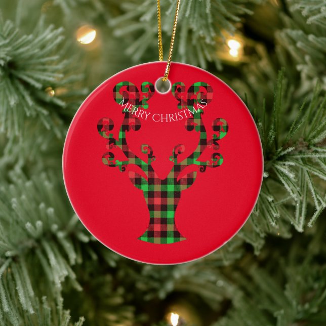 Frohe Weihnachts-Runde Ornament-Deer Keramik Ornament (Baum)