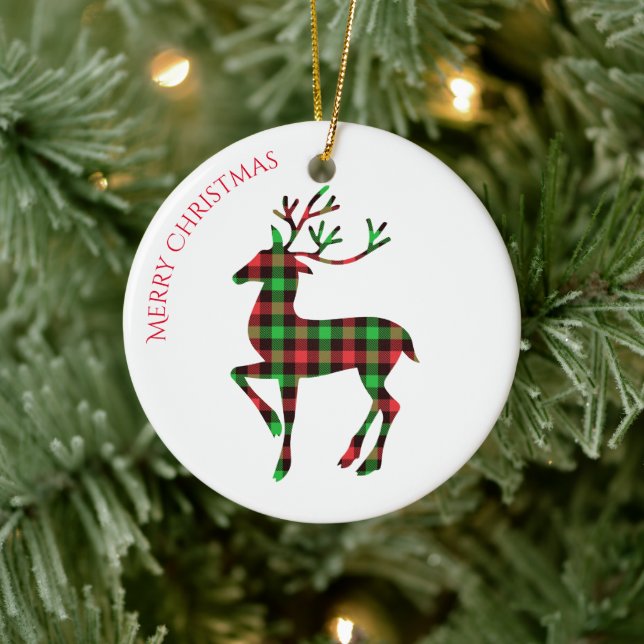 Frohe Weihnachts-Runde Ornament-Deer Keramik Ornament (Baum)