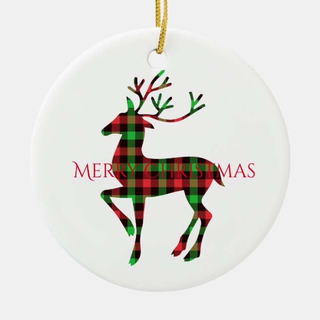Frohe Weihnachts-Runde Ornament-Deer Keramik Ornament (Vorne)