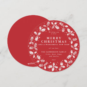 Frohe Weihnachts-Runde Red Holly Wreath Feiertagskarte