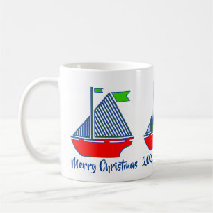 Frohe Weihnachts-Sailboat-Tasse Kaffeetasse