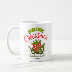 Frohe Weihnachts-Schlitten Present Red Green Xmas  Kaffeetasse