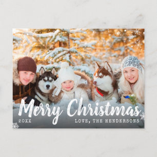 Frohe Weihnachts-Schnee-Familie Foto Feiertagspostkarte