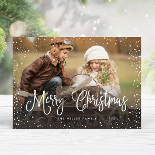 Frohe Weihnachts-Schnee-Foto Feiertagskarte